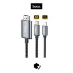 Hoco. UA27 2M Type-C to HDMI Dönüştürücü Kablo – 4K Ultra HD Görüntü Aktarımı, Tak Çalıştır, Compatible with MacBook, iPad, Android, Windows ve TV Uyumlu, Type-C HDMI Adaptör (2 Metre)