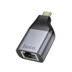 Hoco. UA35 Tak Çalıştır Type-C to RJ45 100Mbps Ethernet Dönüştürücü - Gri