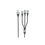 Hoco X102 Fresh 1m 2.4A 3in1 USB To Type-C / Lightning ve Micro Çıkışlı Hızlı Şarj Data Kablosu - Siyah