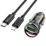 HOCO Z53A Vision PD30W Type-C + USB QC3.0 Girişli Araç Çakmaklık Hızlı Şarj Aleti + Type-C to