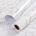 Hode Mermer Yapışkan Arka Plastik 30cm X 2m Granit Beyaz Gri Vinil Wrap Kontak Kağıdı Kendinden Yapışkanlı Duvar Kağıdı Mutfak Tezgah Mobilyaları için Su Geçirmez PVC Rulo Çıkarılması Kolay