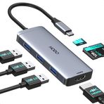 HODO MacBook Pro Air M3 M2 M1 için USB C Hub Adaptörü, Mac Dönüştürücü için USB-C HDMI Multiport Dongle 6 in 1 4K HDMI, USB 3.0 Bağlantı Noktaları, iPhone 15 Dell XPS HP Lenovo Yüzey ve Diğer Tip C