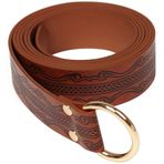 HOEACXY Erkekler için Ortaçağ Viking Kemeri Şövalye için Rönesans Kemerleri Kabartmalı Kemer O Ring Kostüm Kemeri Kahverengi, Kabartmalı Kahverengi,