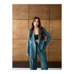 HOEK Kadın Petrol Yeşil Oversize Blazer Ceket Pantolon Takım Elbise