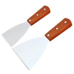 Hoement 2 Parçalı Mutfak Kazıyıcı Paslanmaz Çelik Ahşap Saplı Pizza Biftek Krep Teppanyaki
