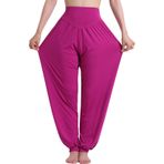 Hoerev® super yumuşak modal Spandex harem Yoga Pilates pantolon Lila Rot 3XL