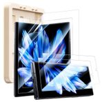 Hoerrye Samsung Galaxy Z Fold 6 için Ekran Koruyucu [2 Paket İçinde Esnek TPU Film+2 Paket Ön Temperli Cam] Otomatik Hizalama Montaj Çerçevesi Aksesuarları, Kırışıklık Yok, Kabarcık Yok, HD Şeffaf