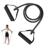 hoeslaw 30 lb direnç bantları rahat kulplu, tek direnç bandı, fizik tedavi kuvvet antrenmanı kas şekillendirme, egzersiz bantları erkekler kadınlar için ev egzersizleri fitness pilates, siyah