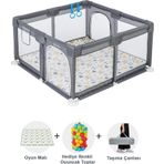 Hoffie Original Playard Plus Güvenli Bebek Ve Çocuk Oyun Alanı Oyun Parkı 120x120 Oyun Matı Ve Topları