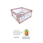Hoffie Premio Keten Güvenli Bebek Ve Çocuk Oyun Alanı Oyun Parkı 120x120 Oyun Matı Ve Topları