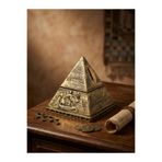hoga Antik Mısır Piramit Kumbara - Gold Kabartmalı Dekoratif Obje - 12 cm