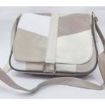 Hoga Leather Hoga-Leather Singlebag Hakiki Deri Omuz Askılı Kapaklı Sütlü Kahve Ton / Beyaz Karışık Renk Çanta - Sütlü Kahve - Beyaz