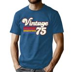 hohololo 1975 erkek tişörtü, 50. doğum günü erkek tişörtü, vintage, 1975 baskılı tişört, Mavi 1, XL