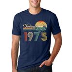 hohololo 1975 erkek tişörtü, 50. doğum günü erkek tişörtü, vintage, 1975 baskılı tişört, Mavi 2, XL
