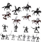 Hohopeti 1 Takım Süvari Atı Modeli Minyatür Asker Kale Oyun Seti Minyatür Oyuncak Kale Şövalyeler Kalesi Oyun Seti Asker Modeli Figürü Şövalye Heykeli Minifigürler Plastik Çocuk Masası