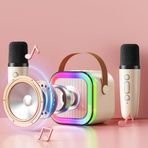 Hokbinah Çocuklar için mini karaoke makinesi, 2 kablosuz mikrofonlu, taşınabilir Bluetooth çocuk karaoke makinesi, çocuklar için eğlenceli şarkı söyleme sistemi, kızlar ve erkekler için ideal hediye