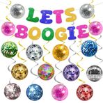Hokinaa 70'ler Parti Süslemeleri Afiş - 14 Adet 2000'li Yıllar Temalı Doğum Günü Partisi Malzemeleri Disko Topu Asılı Swirls Boogie Ön Sinirli Tavan Çelenk Geri 80'ler 90'lar Ev İç Mekan Dış Mekan