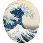 Hokusai Dalgalar Tablosu Bilek Destekli Mouse Pad Ergonomik Kaymaz Taban Mousepad Fare Altlığı - Mavi - Beyaz