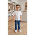 Hola Kids Erkek Çocuk Müslin Gömlek ve Kot Pantolon - 5 Yaş - Mavi - Beyaz