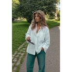 Hola Lady Kadın Siyah Oversize Keten Uzun Basic Gömlek HL131