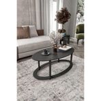 Hole Masivo Oval Orta Sehpa 70x40 cm Siyah | Modern Ahşap Salon Sehpası | Elips Tasarım Dekoratif Kahve Sehpası | Oturma Odası ve Salon için