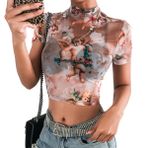 Holibanna 1 Bilgisayar bayan abiye üstler kadın yazlık üstler bayan kısa kollu boyun t-shirt yaz üstleri bayan üstleri kadın sırf üstleri kısa kollu file göbek bağı Ceket gömlek Bayanlar