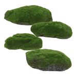 Holibanna 4 Adet Yapay Yosun Taşı Sahte Engellemek Bitki Büyük Kiti Sentetik Saksı Açık Havada Yapay Dış Mekan Yeşillikleri Kapak Arka Bahçe Moss Rocks Green Akın