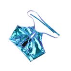 Holibanna Kadınlar Için Tops Rave Gömlek Anahtar Deliği Backless Yular Holografik Mahsul Rave Sutyen Kapalı Omuz Tüp Festivali Rave Aşınma Çizgili Kadın Üst Yelek Kolsuz Kadın Bikini
