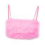 Holibanna Siyah Üstler 1 Bilgisayar pembe boyundan bağlamalı bikini bralet üstleri bulanık bayan abiye üstler bayan üstleri kadın yelek sutyen askısız Bayan giyimi tüp üst Bayanlar Ceket