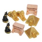 HOLIDYOYO 8 Adet Piramit Modeli Mini Mısır Heykeli Piramit Süsleme Kedi Tanrıça Heykeli Koleksiyon Zen Bahçe Aksesuarları Mısır Hediyelik Eşya Antik Mısır Tarzı Dekorasyon Reçine