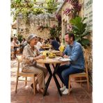 HOLLKA Mutfak Cafe Balkon Bahçe Restoran Yemek Masası 70X70 Metal Ayak Kalınlaştırmalı - Çam