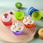 Holly Home 12'li Mini Muffin Pişirme Kalıbı, Silikon Ribanalı Kek, Cupcake, Bisküvi, Hamur Işi Renkli Kap - 12 Adet