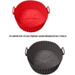 Holly Home 2 Parça Pratik Silikon Airfryer Pişirme Kağıdı Siyah/kırmızı Yonca Fırın Mikrodalga Kalıbı Hh - 2 Adet
