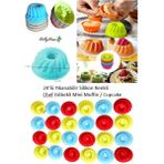Holly Home 24'lü Yıkanabilir Mini Chef Göbekli Muffin Pişirme Kalıbı, Silikon Kek, Cupcake, Hamur Işi Kap - 24 Adet