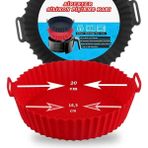 Holly Home 3 Parça Pratik Silikon Airfryer Pişirme Kağıdı; Yonca, Muffin, Iki Bölmeli Fırın Mikrodalga Kap Hh - Kırmızı