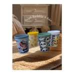 Holly Home 4 Adet Sandy Desenli Bardak Renkli Plastik Su, Meşrubat Bardağı 300Ml 10(H)X8X8Cm