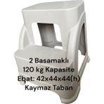 Holly Home Merdivo Büyük Basamaklı Tabure Merdiven Kamp Ev Bahçe Banyo Tabure :42X44X(H)44CM 120 Kilo - Bej - Beyaz