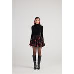 HOLLY LOLLY Balon Model Gül Desenli Mini Donna Etek Siyah