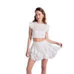 Holly Lolly Brode Detaylı Crop Pixie Bluz Beyaz