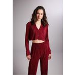 Holly Lolly Crop Model Düğme Kapamalı Comfy Crop Gömlek Bordo