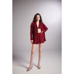 Holly Lolly Düğme Kapamalı Comfy Oversize Gömlek Bordo