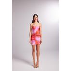 Holly Lolly HLSS23-00079 Dainty Drapeli Straplez Turuncu Kadın Mini Elbise