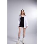 Holly Lolly HLSS24-00004 Lovesize Cepli Oversize Kesim Beyaz Kadın Gömlek