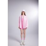 Holly Lolly HLSS24-00004 Lovesize Cepli Oversize Kesim Pembe Kadın Gömlek