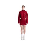 Holly Lolly HLSS24-00007 Mini Claire Yırtmaçlı Dokuma Kumaş Bordo Kadın Elbise