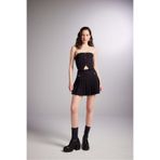 Holly Lolly HLSS24-00009 Devon Pilili Siyah Mini Şort Etek