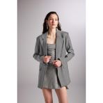 Holly Lolly HLSS24-00015 Eden Oversize Kesim Simli Çizgili Gri Kadın Blazer Ceket