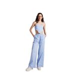 Holly Lolly HLSS24-00021 Harmony Poplin Beli Lastikli Çizgili Mavi Kadın Pantolon