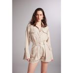 Holly Lolly HLSS24-00033 Julia Oversize Kesim Bej Kadın Gömlek