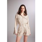 Holly Lolly HLSS24-00033 Julia Oversize Kesim Bej Kadın Gömlek